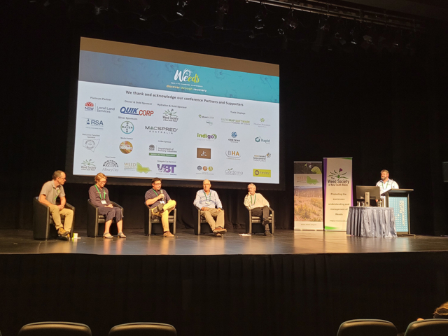 The final Q&A panel session (left to right) Matt Sheehan (Wild Matters),  Nicola Dixon (NSW DPI), Alexei Rowles (VIC DJPR), Rod Ensbey (NSW DPI), Richard Price (CISS) and Pete Turner (NSW DPI) on the mic